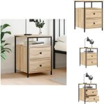 Table de chevet ch�ne sonoma 44x45x60 cm bois d'ing�nierie - meuble de chambre - table de chevet industrielle ...