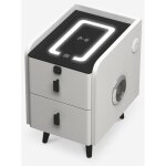 Table de chevet connect�e blanche avec led et recharge sans fil tainy
