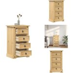 Table de chevet corona 53x39x84 cm bois de pin massif - table de nuit - meuble de chambre - commode - ...