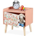 Relaxdays table de chevet, pour l'enfant, case, design m�t�orologique, bois de pin et mdf, hlp 41x40x30 ...