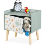 Relaxdays table de chevet, pour l'enfant, case, design stellaire, bois de pin et mdf, hlp : 41 x 40 x ...