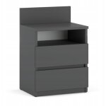 Table de chevet table de chevet grise 40cm 2 tiroirs table de chevet