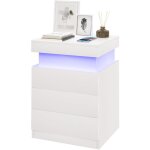 Table de chevet haute brillance avec led lumires, armoire commode 3 tiroirs table de nuit meuble de ...
