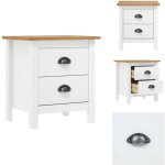 Table de chevet hill blanc 46x35x49, 5 cm bois de pin solide - table de chevet - meuble de chambre - ...