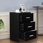 Design in - table de chevet meuble de rangement avec 3 tiroirs caisson de bureau noir cw35454
