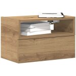 Vidaxl ? table de chevet murale en bois d'ing�nierie ch�ne artisanal 45x26x28, 5 cm ? 1 tiroir ? design ...