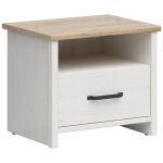 Table de chevet table de nuit avec tiroir , coloris blanc pin andersen / ch�ne clair - longueur 55 x ...