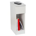 Table de chevet fine pour chambre à coucher en coloris blanc / chêne, blanc clair, chêne clair ou noir ... Table de chevet fine pour chambre à coucher en coloris blanc / chêne, blanc clair, chêne clair ou noir ...