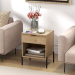 Table de chevet avec station de recharge table de nuit avec tiroir et compartiment ouvert table d'appoint ...