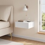 Table de chevet suspendue avec tiroir woltu, 40x30x14 cm, table de chevet murale en bois, blanc