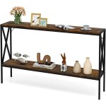 Table de console 2 Étagères, console meuble entrée industrielle, structure x en fer, dispositif anti ... Table de console 2 Étagères, console meuble entrée industrielle, structure x en fer, dispositif anti ...