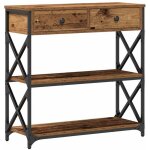Table console?table d'appoint?bout de canap� avec tiroir bois ancien 75 x 28 x 75 cm cfw64288