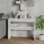 Table console blanc brillant 102x30x80 cm bois d'ing�nierie