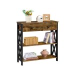 Yaheetech - table console en bois mdf meuble d'entre avec 2 etagre de rangement design en forme x pour ...