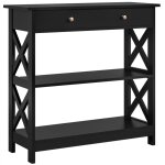 Yaheetech - table console en bois mdf meuble d'entre avec 2 etagre de rangement design en forme x pour ...