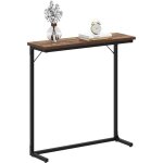 Table console, table de canap� �troite, brun rustique et noir
