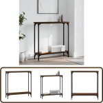 Table console chne marron 75x22, 5x75 cm bois d'ingnierie - table basse - table d'appoint - meuble ...