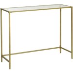 Table console table d?entre 100 x 35 x 80 cm bout de canap dessus de table en verre tremp cadre mtallique ...