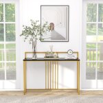 Table console table d'entr�e 120 cm console faux marbre cadre m�tal dor� salon couloir noir