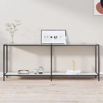 Table console - table d'entre blanc 200x35x75, 5 cm verre tremp