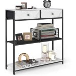 Table console d'entre troite avec 2 tiroirs en tissu meuble console bout de canap sur 3 niveaux 24 ...