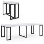 Idmarket - table console extensible 10 personnes 235 cm plateau effet marbre blanc alaska