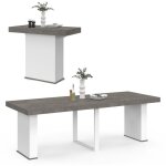 Table console extensible eden 10 personnes 235 cm bton et blanc