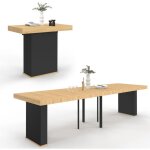 Table console extensible eden 14 personnes 300 cm bois et noir