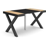 Table console extensible, console meuble, 140, pour 6 personnes, pieds bois massif, style moderne, chne ...