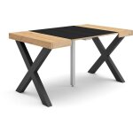 Table console extensible, console meuble, 140, pour 6 personnes, pieds bois massif, style moderne, chne ...