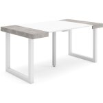 Table console extensible, console meuble, 160, pour 8 personnes, pieds bois massif, style moderne, blanc ...