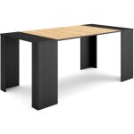 Table console extensible, console meuble, 180, pour 8 personnes, table � manger, style moderne, noir ...