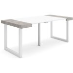 Table console extensible, console meuble, 180, pour 8 personnes, pieds bois massif, style moderne, blanc ... Table console extensible, console meuble, 180, pour 8 personnes, pieds bois massif, style moderne, blanc ...