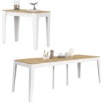Table console extensible michel 10 personnes 235 cm bois blanc et faon htre