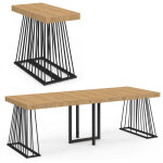 Table console extensible yuna 10 personnes 235 cm plateau bois et pied filaire en m�tal noir