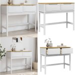 Table console floro blanc 89, 5x36, 5x73 cm bois de pin massif - table basse - meuble entre - table ...