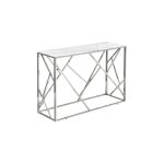 Homy france - table console geomag inox verre marbre blanc 120x40x78 cm