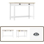 Table console hill avec 2 tiroirs 110x45x74 cm pin solide - table basse - meuble rangement - table d'appoint ...