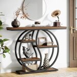 Tribesigns table console industrielle � 4 �tages, 120 x 30 cm, avec base circulaire, table fine d'accentuation ...