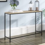 [en. casa] - table console kronoby 80 x 100 x 30 cm noir et effet bois