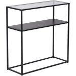 Helloshop26 - table console kuhmo mtal verre tremp 80 x 80 x 30 cm noir transparent