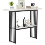 Table console marbre  2 niveaux scandinave, meuble d'entre dor cadre en mtal, console meuble pour ...