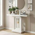 Table console meuble entree, 100cm impression marbre de couloir table d'entr�e en bois avec base en forme ...