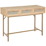 Table console meuble d'entr�e � 3 tiroirs cannage rotin - longueur 110 x profondeur 40 x hauteur 80 cm ...