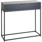 Table console meuble d'entr�e coloris gris anthracite et m�tal noir - longueur 80 x profondeur 28 x hauteur ...