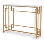 Helloshop26 - table console meuble d'entre en faux marbre cadre en mtal dor design gomtrique kit ...