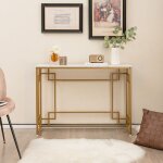 Design in - table console meuble d'entre en faux marbre cadre en mtal dor design gomtrique kit anti ...