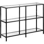 Table console moderne  3 niveaux avec plateau en verre tremp, structure en mtal robuste et dispositif ...