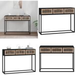 Table console noir 105x30x75 cm bois d'ing�nierie et fer - table basse - meuble entr�e - table console ...