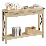 Hoerfuriy - table console en rotin avec 2 tiroirs et étagère ouverte, table de couloir, table basse étroite ... Hoerfuriy - table console en rotin avec 2 tiroirs et étagère ouverte, table de couloir, table basse étroite ...